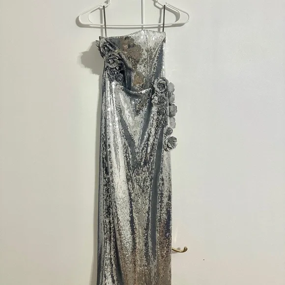 Meshki Cassie Strapless Sequin Rose Midi Dress - Picture 3 of 5